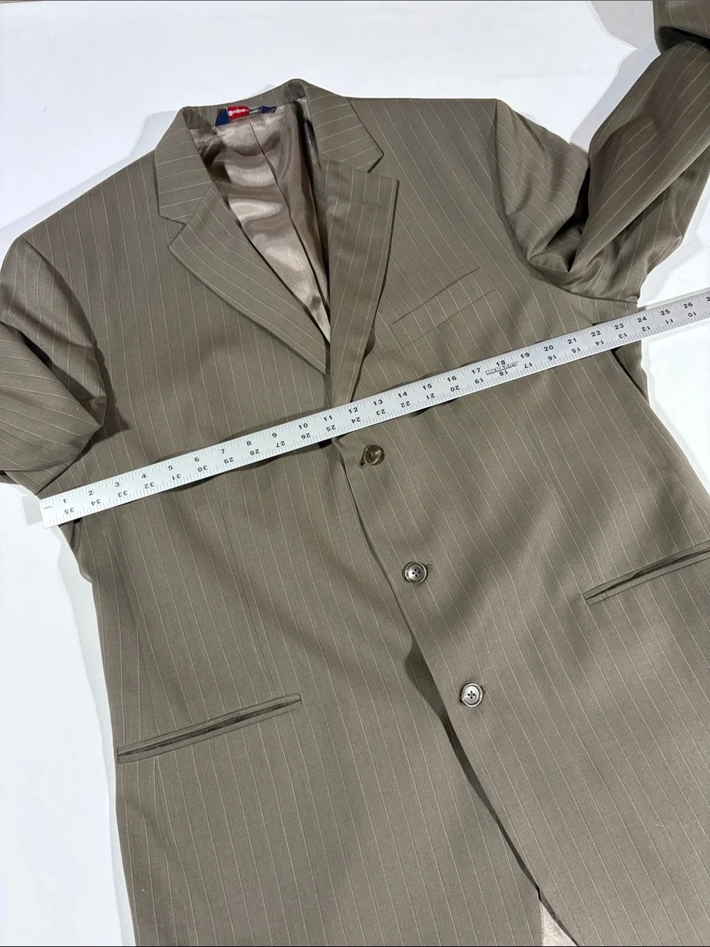 Stafford Super Brown Pinstripe Men's Two-Piece Suit 48L pants 38x32